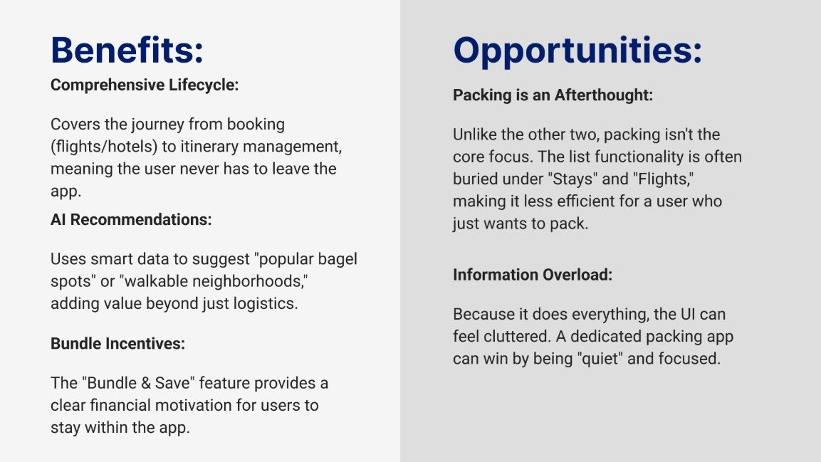 Competitive analysis: Expedia benefits and opportunities