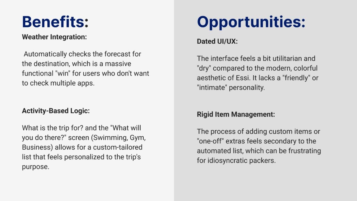 Competitive analysis: Packing Point benefits and opportunities