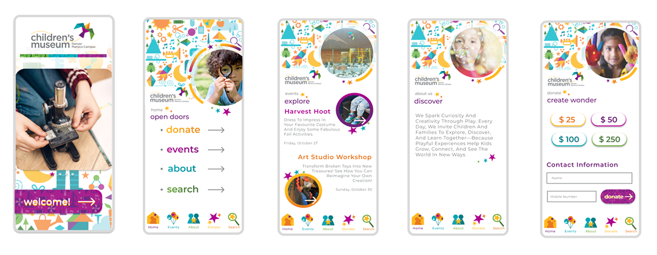 Final Children's Museum app screens