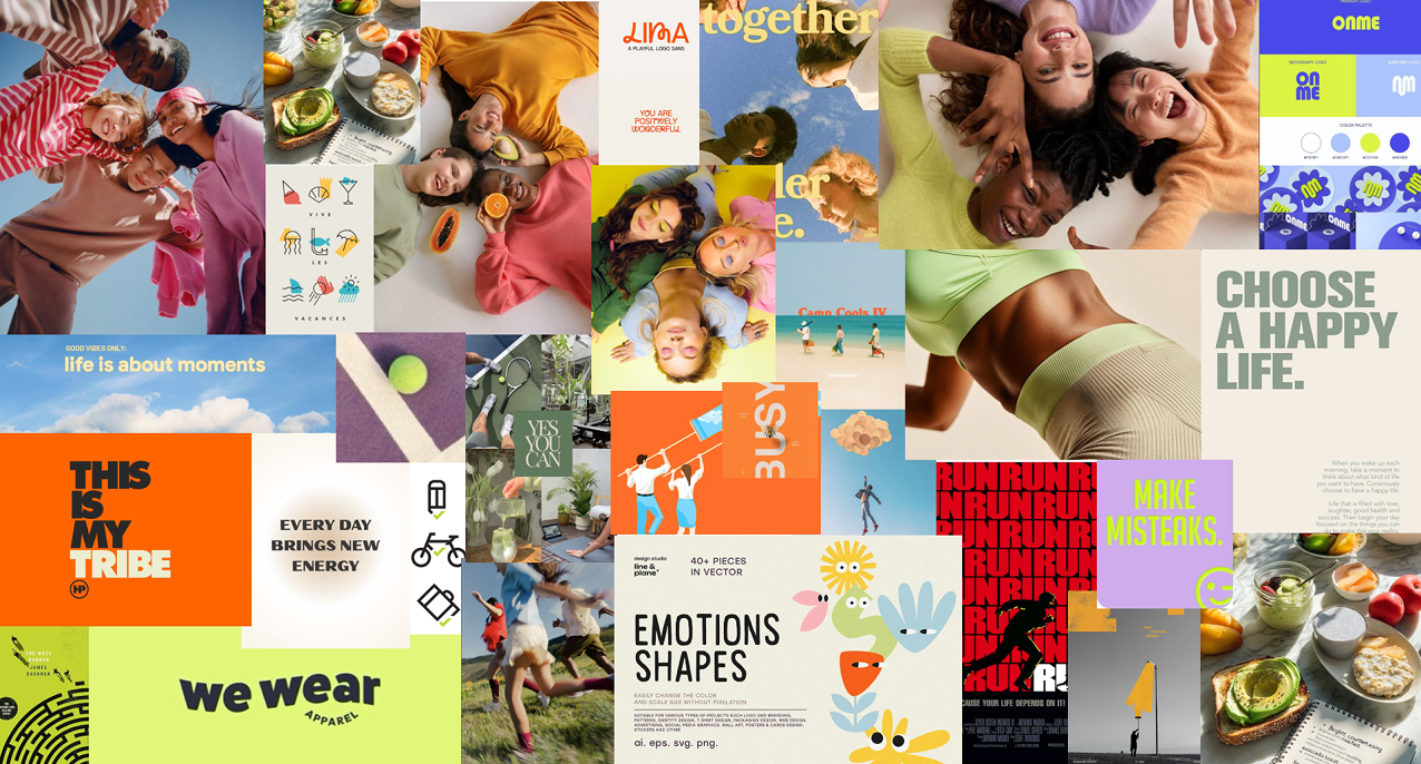 Mood image collage exploring PowerCare's brand direction