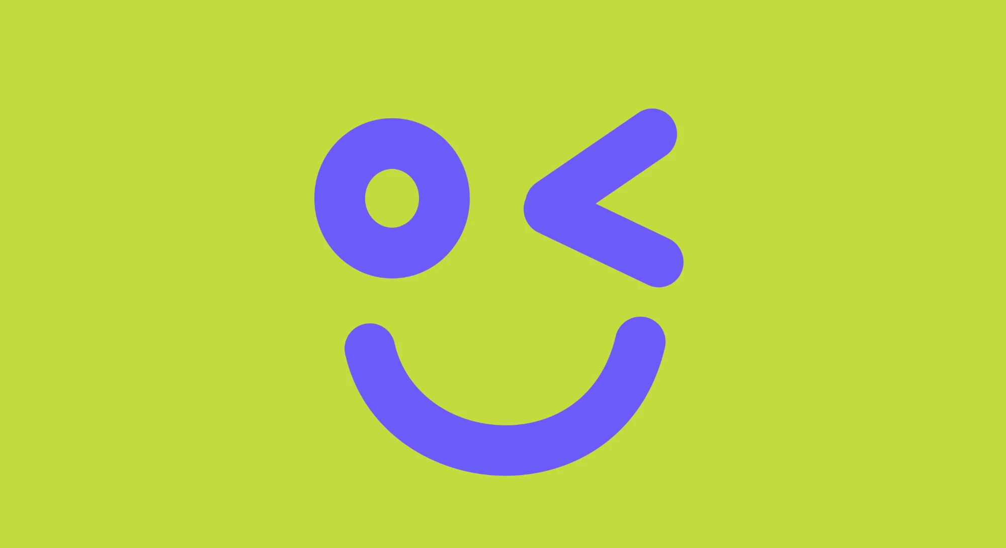 PowerCare winking smile mark on a lime green background