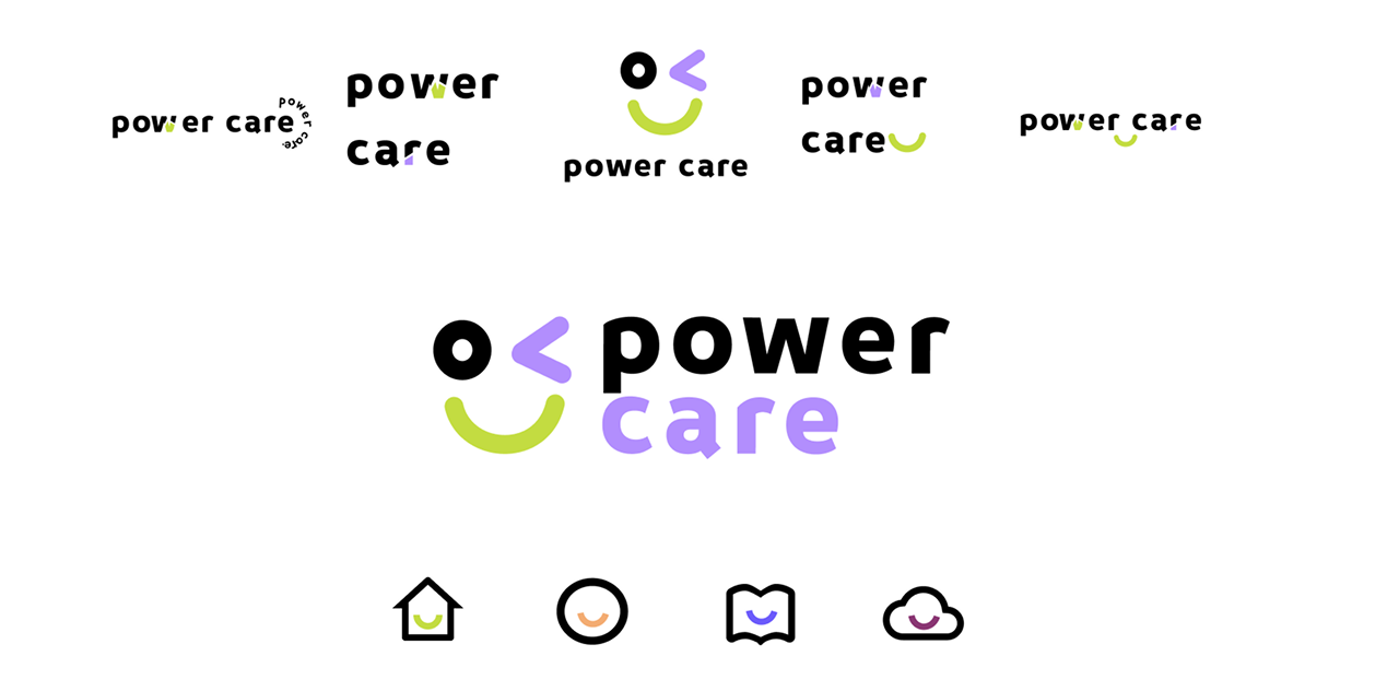 Final PowerCare logo, wordmark and icon set