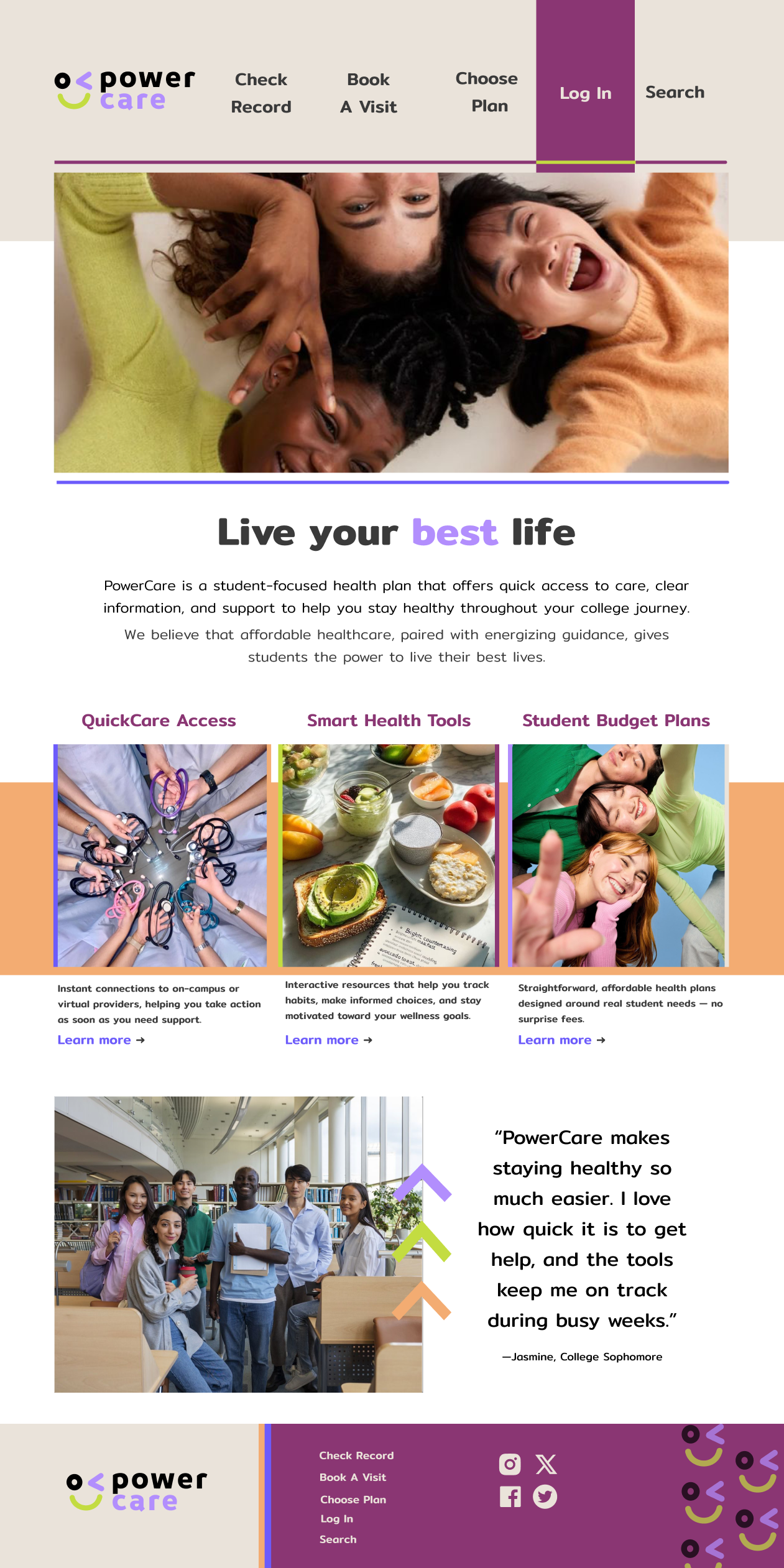 PowerCare web landing page design
